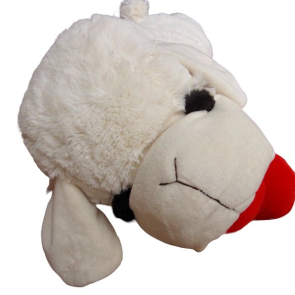Shari Lewis BIG Lamb Chop Red White Plush Dog Squeaker Toy Multipet EASTER GIFT - Picture 3 of 6